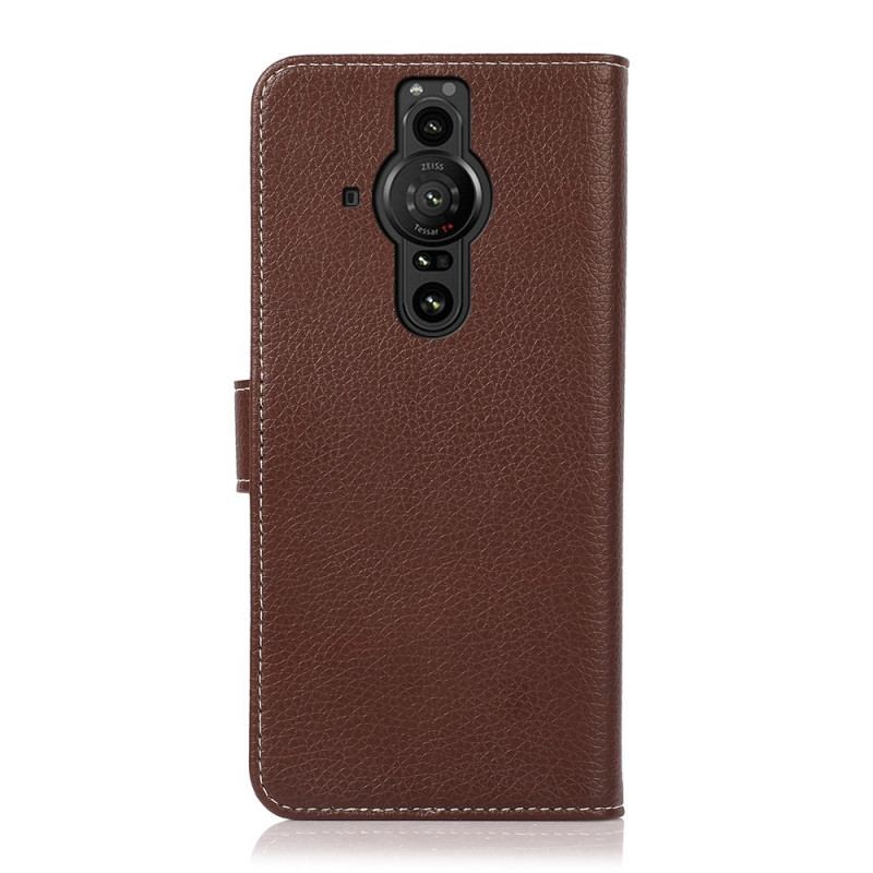 Capa Flip Para Sony Xperia Pro-I Costuras Expostas De Lichia