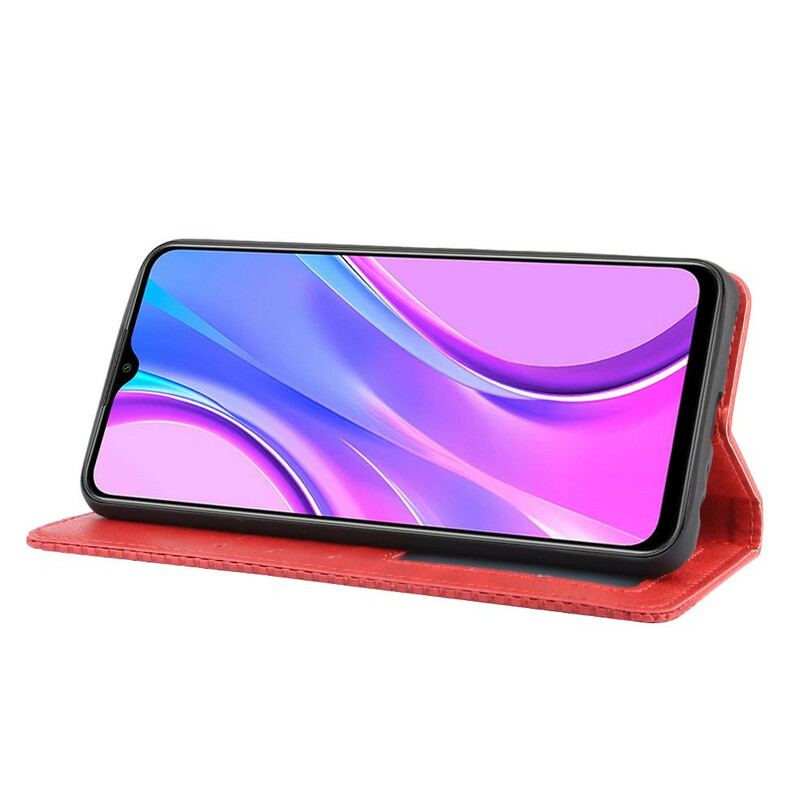 Capa De Celular Para Xiaomi Redmi 9 Flip Efeito Couro Vintage Estilizado