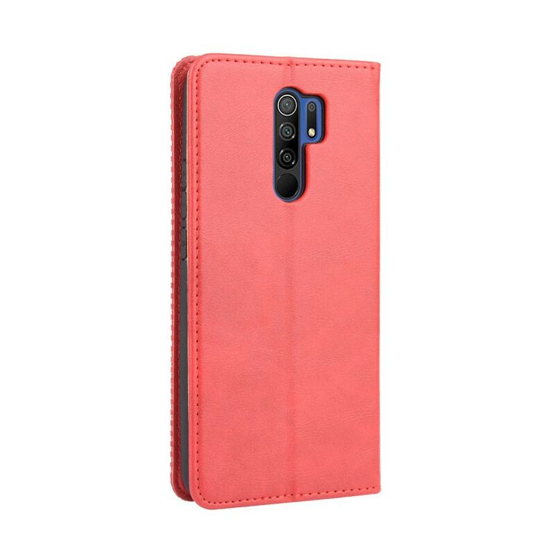 Capa De Celular Para Xiaomi Redmi 9 Flip Efeito Couro Vintage Estilizado