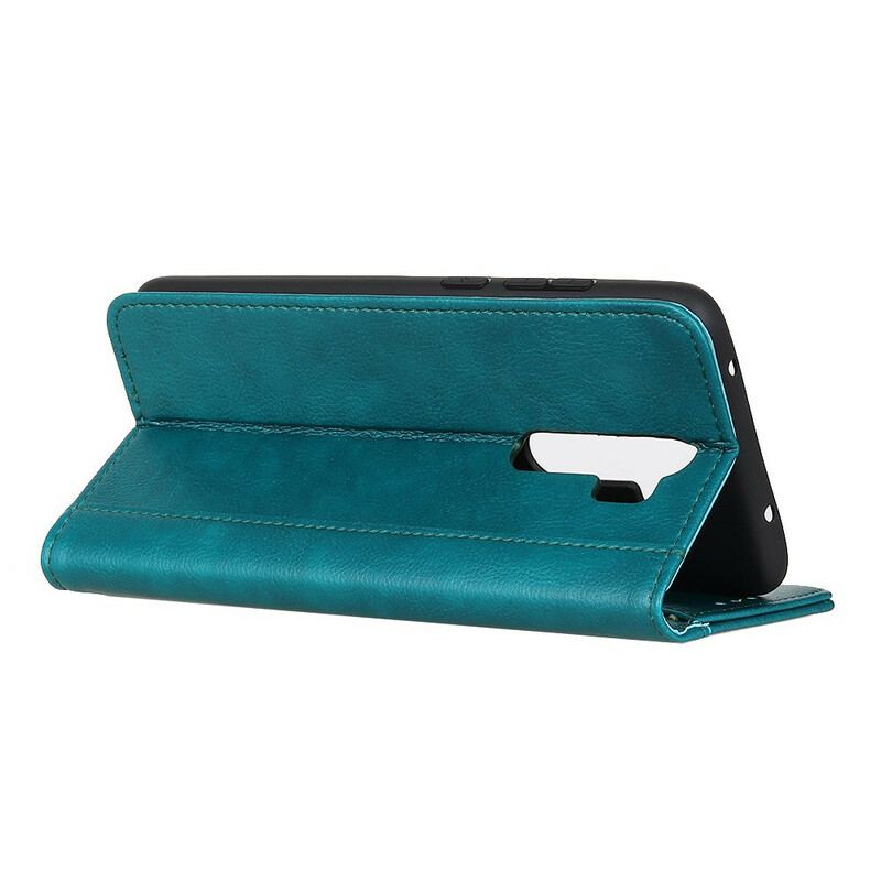 Capa De Celular Para Xiaomi Redmi 9 Flip Versão Couro Rachado Lichia
