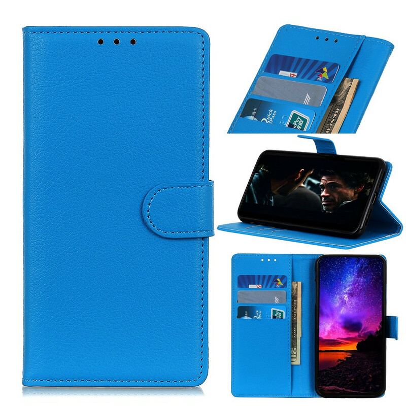 Capa De Couro Para Xiaomi Redmi 9 Efeito Couro Lichia Premium