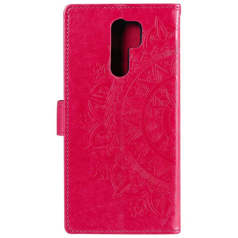 Capa De Couro Para Xiaomi Redmi 9 Mandala Do Sol