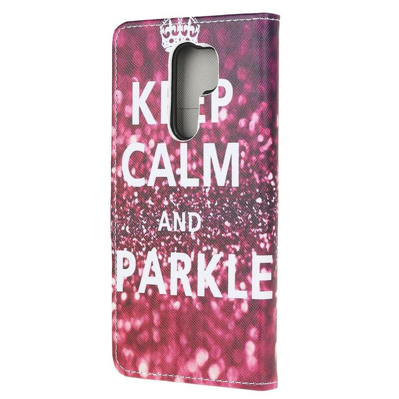 Capa Em Pele Para Xiaomi Redmi 9 Mantenha A Calma E Brilhe