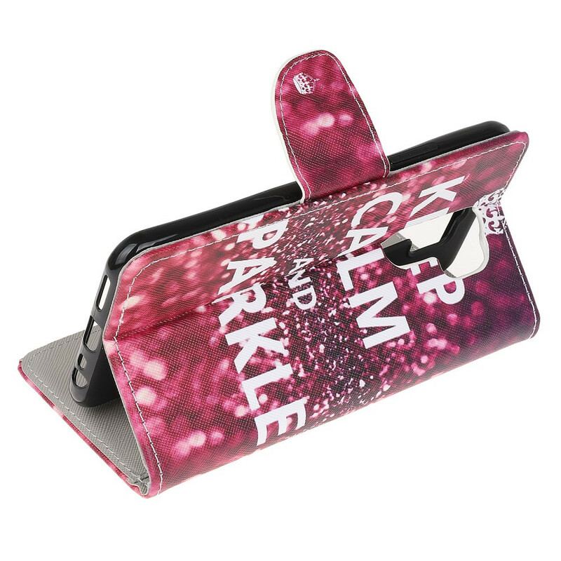 Capa Em Pele Para Xiaomi Redmi 9 Mantenha A Calma E Brilhe