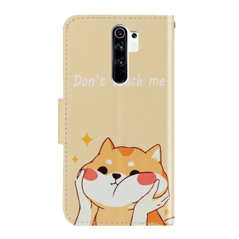 Capa Flip Para Xiaomi Redmi 9 De Cordão Gato Não Me Toque Com Alça