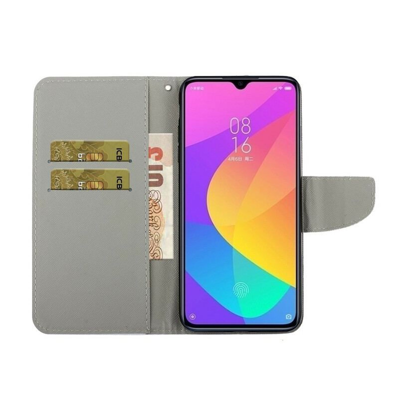 Capa Flip Para Xiaomi Redmi 9 De Cordão Gato Não Me Toque Com Alça