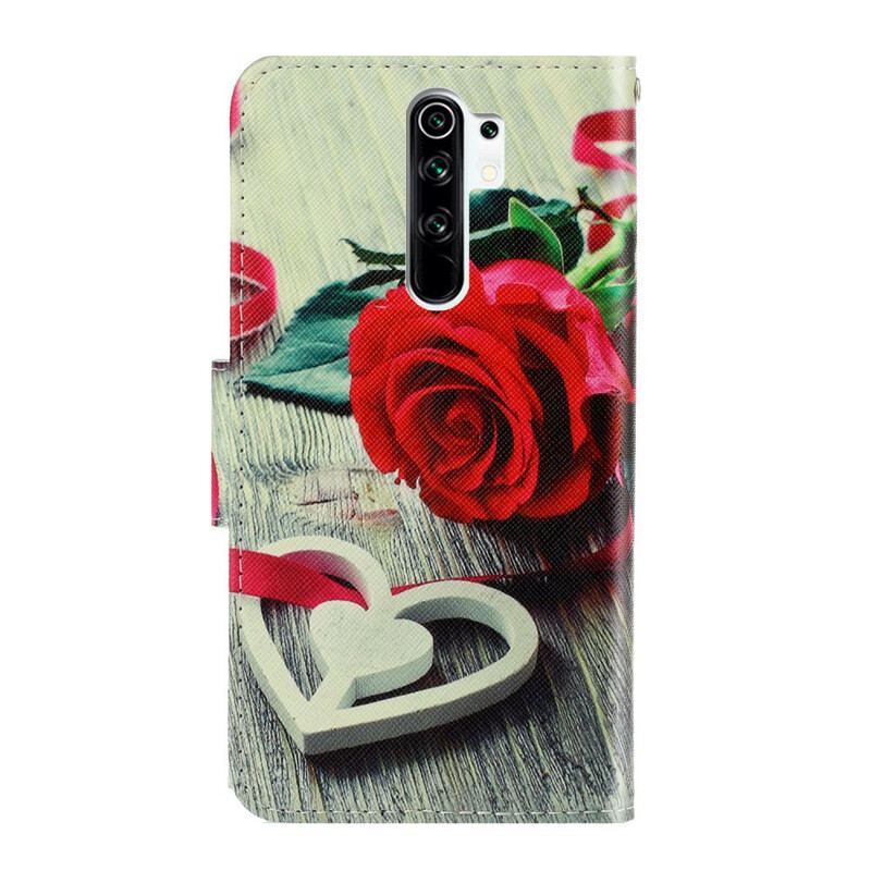 Capa Flip Para Xiaomi Redmi 9 De Cordão Rosa Romântica Com Alça