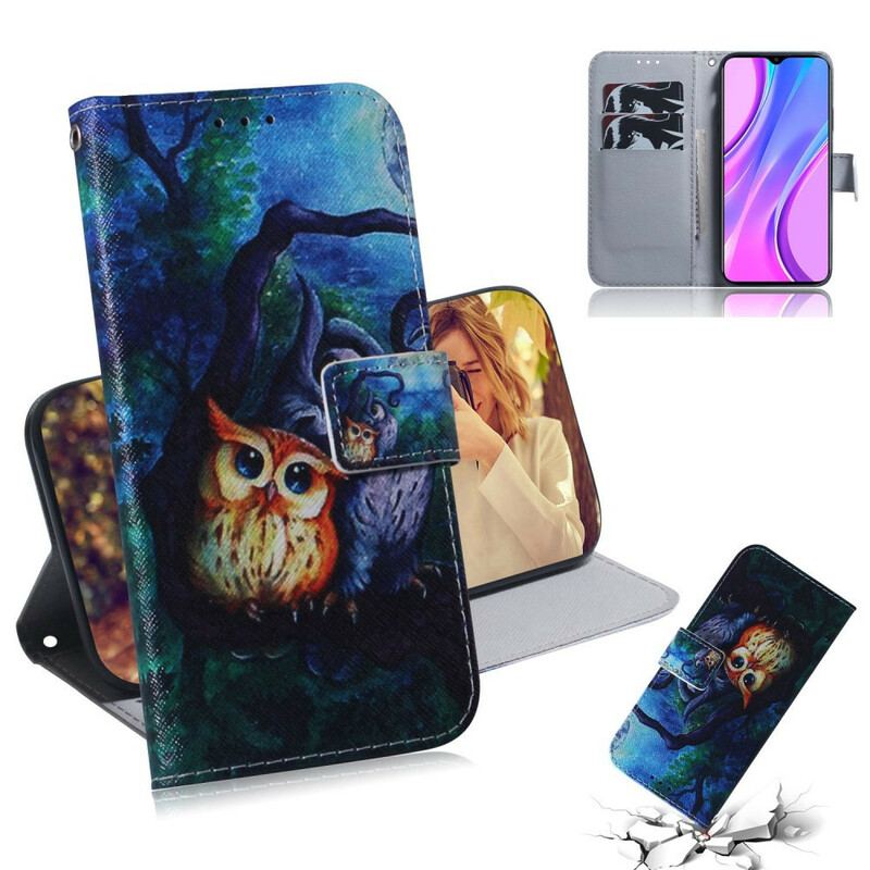 Capa Flip Para Xiaomi Redmi 9 Pintura De Corujas