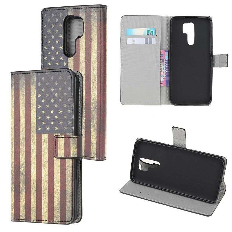 Capa Folio Para Xiaomi Redmi 9 Bandeira Americana