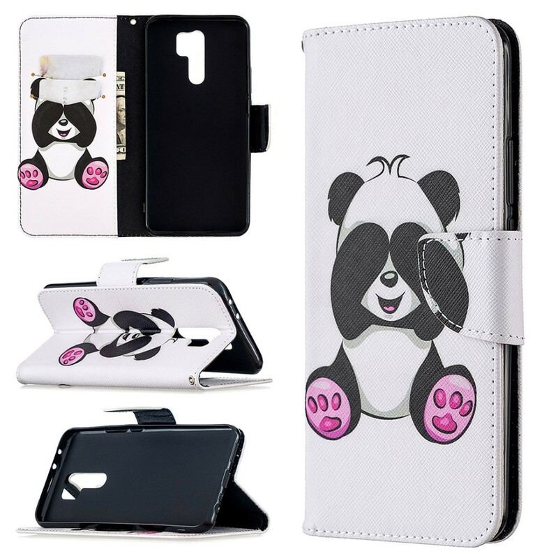 Capa Folio Para Xiaomi Redmi 9 Panda Divertido