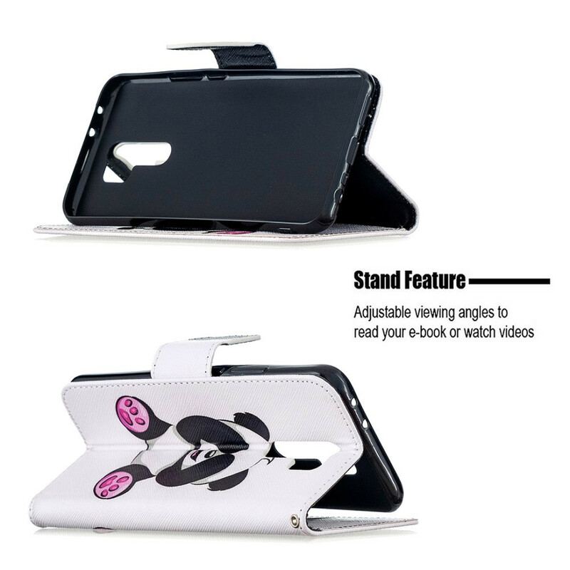 Capa Folio Para Xiaomi Redmi 9 Panda Divertido