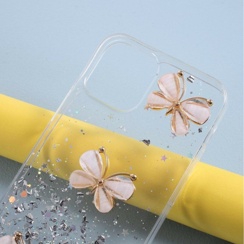 Capa De Celular Para iPhone 12 Mini Lantejoulas Borboletas 3d