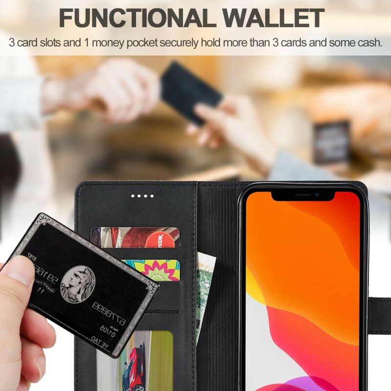Capa De Couro Para iPhone 12 Mini Lc.imeeke Efeito Couro
