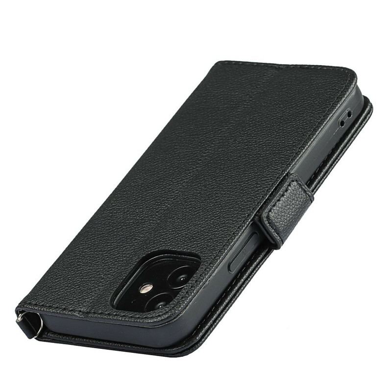 Capa Flip Para iPhone 12 Mini De Cordão Coração De Tiras