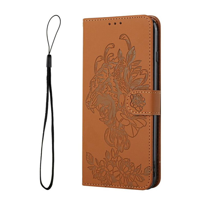 Capa Flip Para iPhone 12 Mini De Cordão Tigre Barroco Strappy