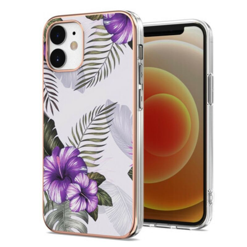 Capa Para iPhone 12 Mini Flores Violetas