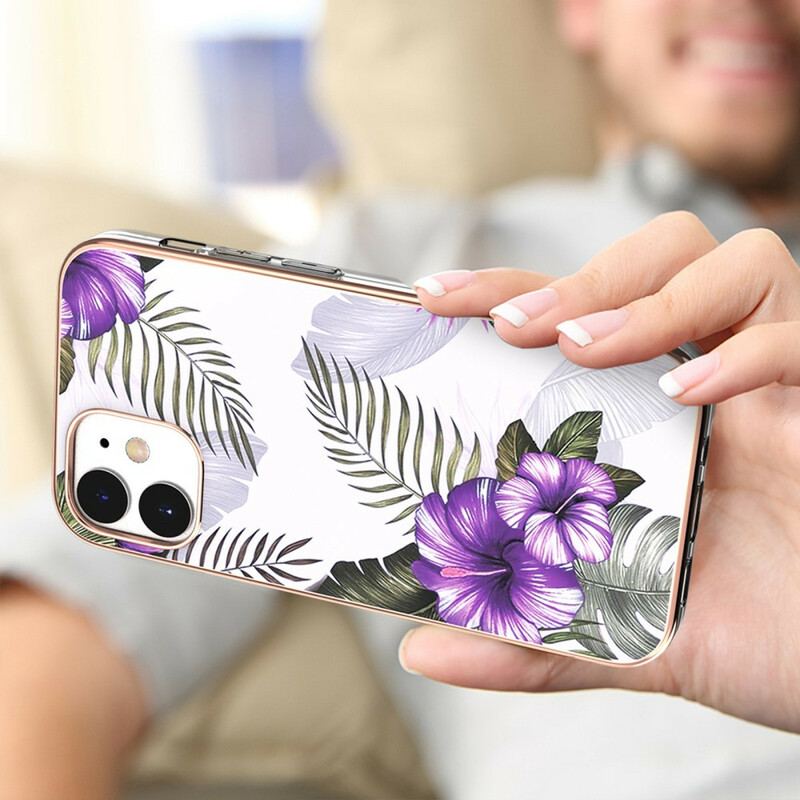 Capa Para iPhone 12 Mini Flores Violetas