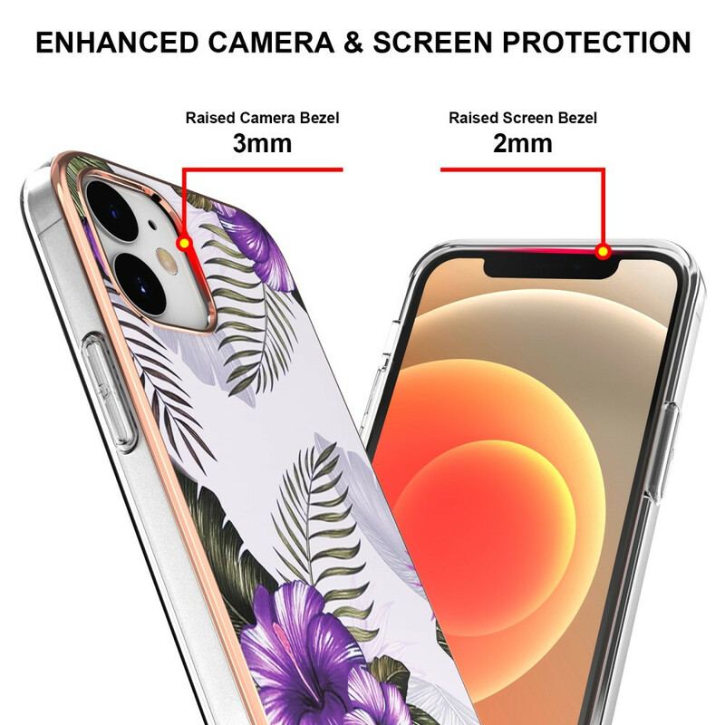 Capa Para iPhone 12 Mini Flores Violetas
