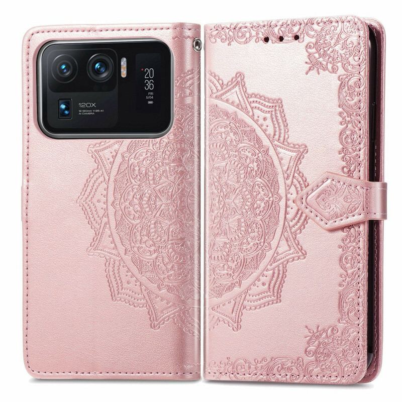 Capa De Couro Para Xiaomi Mi 11 Ultra Mandala Idade Média