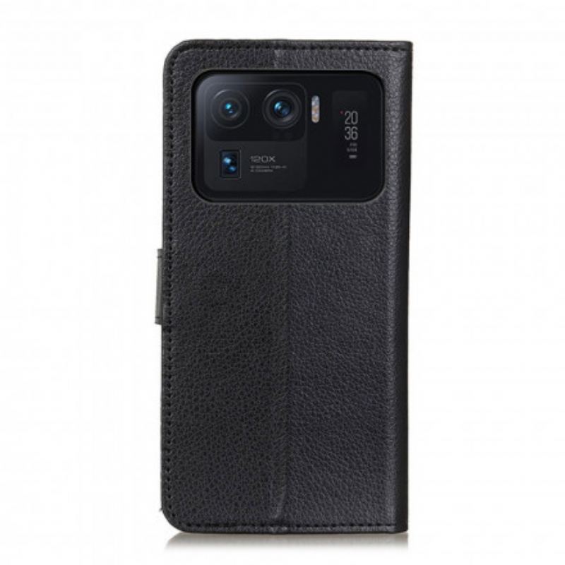 Capa Flip Para Xiaomi Mi 11 Ultra Couro Sintético De Lichia Clássico