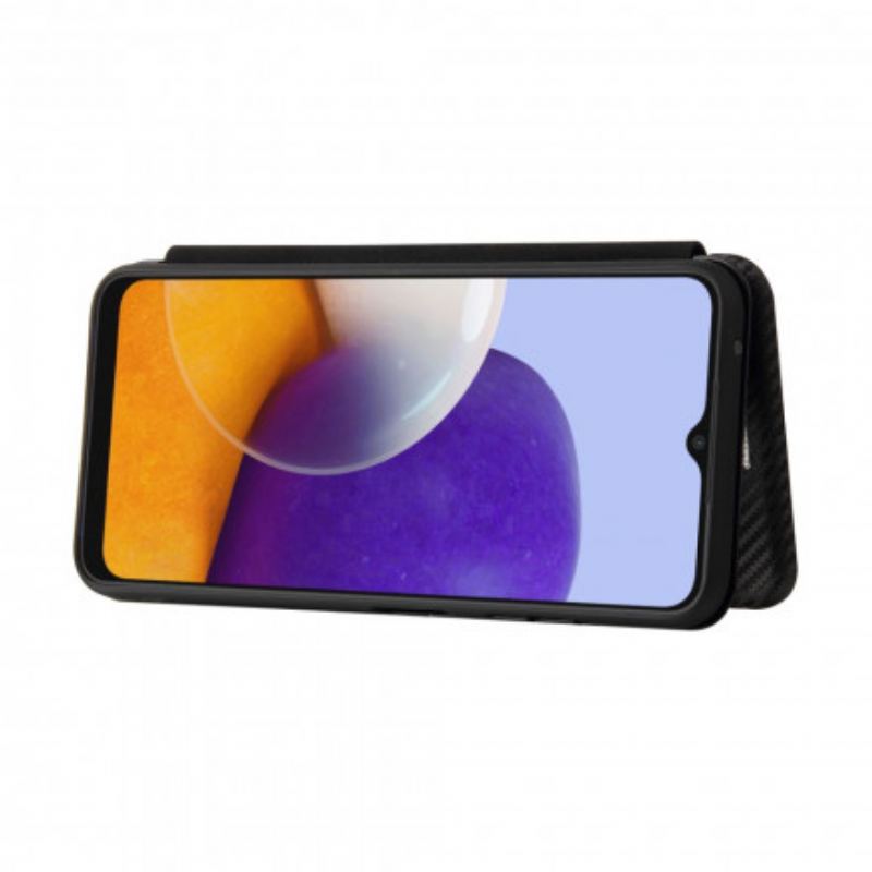 Capa De Celular Para Samsung Galaxy A22 5G Flip Fibra De Carbono