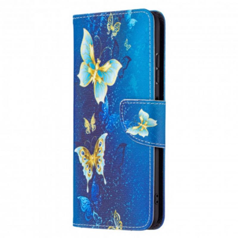 Capa De Couro Para Samsung Galaxy A22 5G Borboletas Eternas