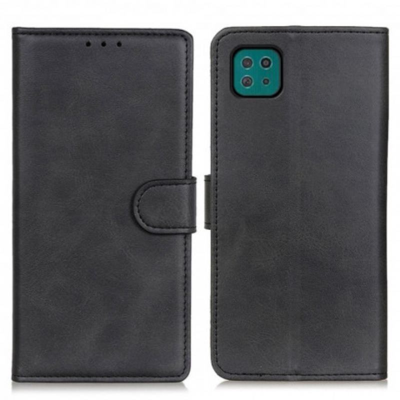 Capa De Couro Para Samsung Galaxy A22 5G Efeito De Couro Fosco Retrô