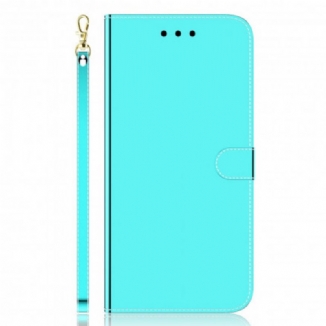 Capa De Couro Para Samsung Galaxy A22 5G Capa De Espelho De Couro Sintético