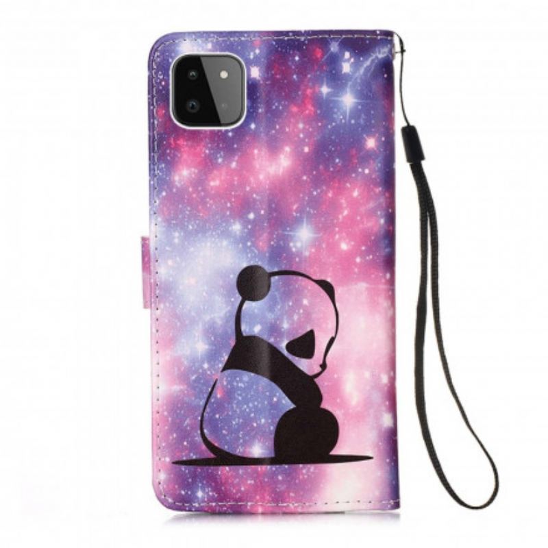 Capa De Couro Para Samsung Galaxy A22 5G Galáxia Panda