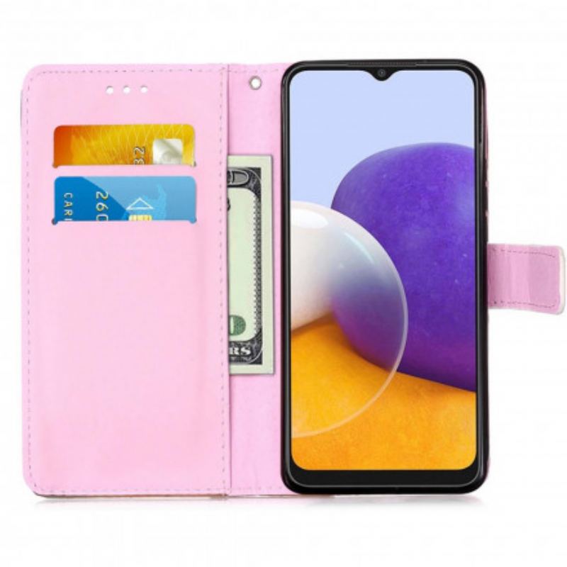 Capa De Couro Para Samsung Galaxy A22 5G Galáxia Panda