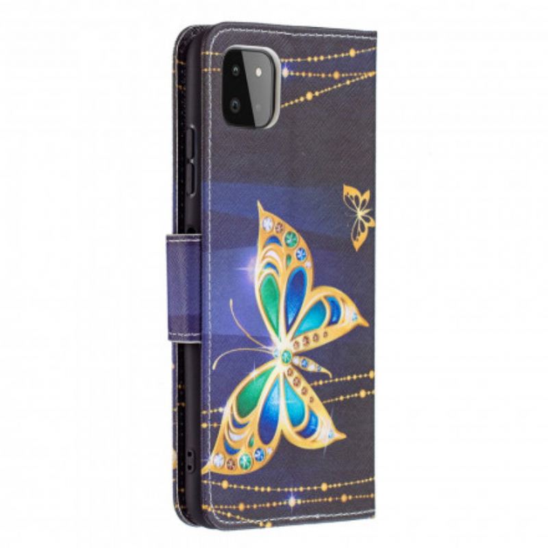 Capa Flip Para Samsung Galaxy A22 5G Borboletas Reis