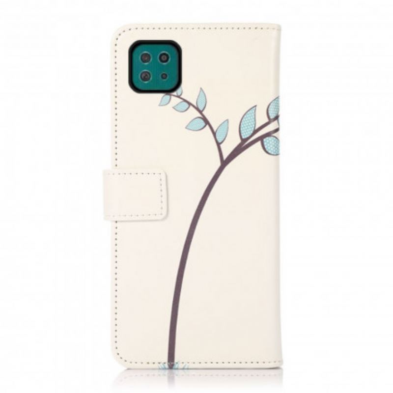 Capa Flip Para Samsung Galaxy A22 5G Casal De Corujas Na Árvore