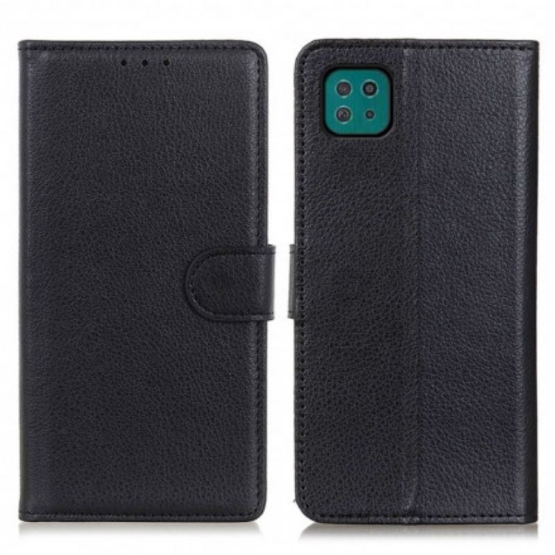 Capa Flip Para Samsung Galaxy A22 5G Couro Sintético De Lichia Tradicional