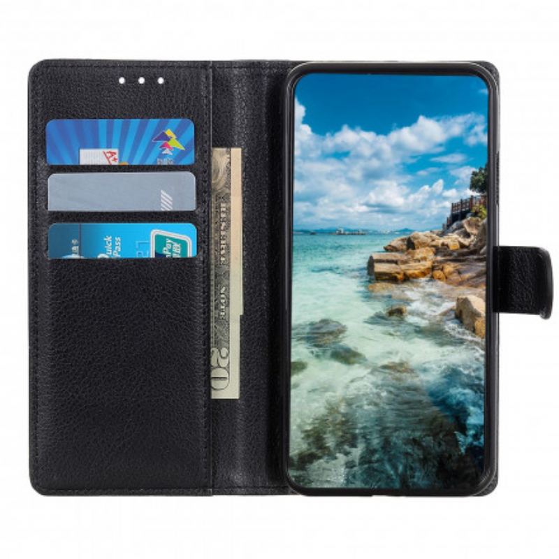 Capa Flip Para Samsung Galaxy A22 5G Couro Sintético De Lichia Tradicional