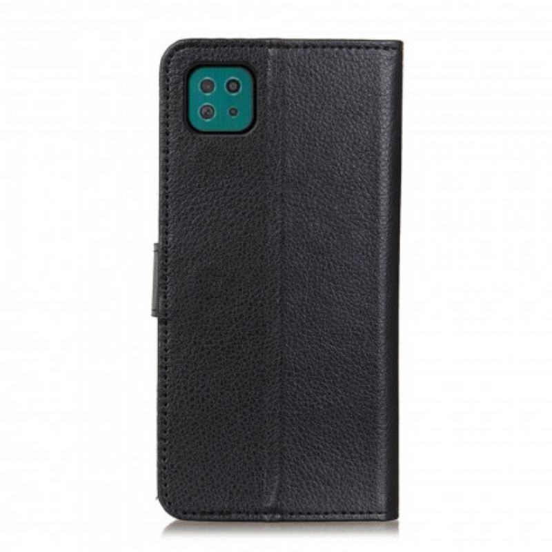 Capa Flip Para Samsung Galaxy A22 5G Couro Sintético De Lichia Tradicional