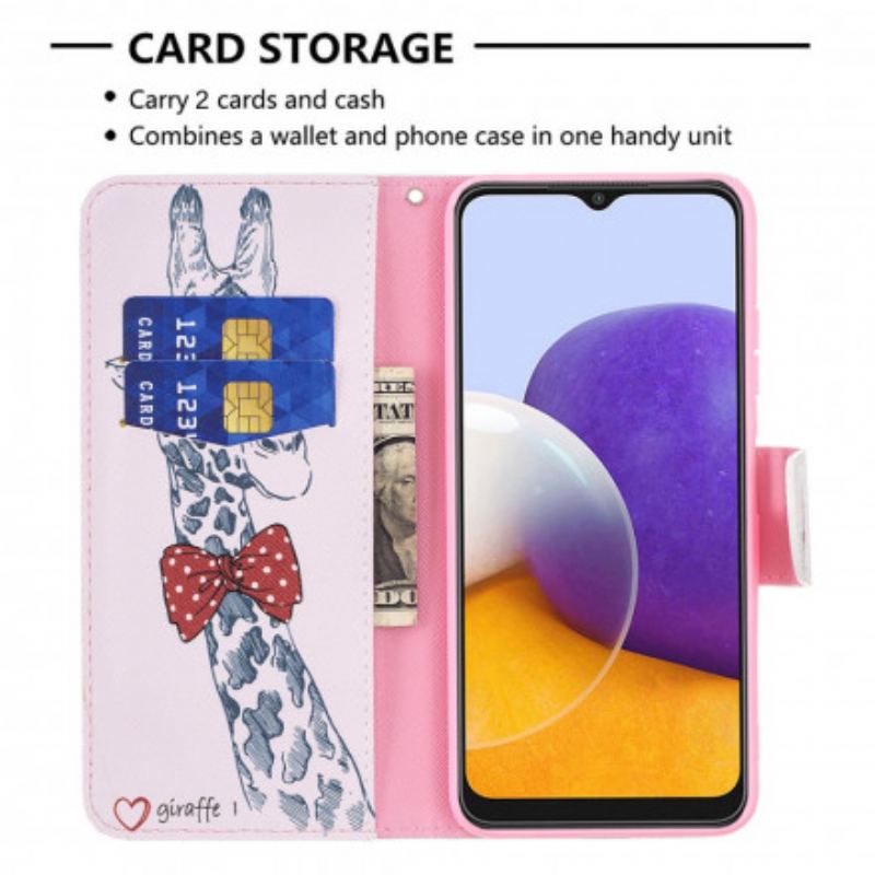 Capa Flip Para Samsung Galaxy A22 5G Girafa Inteligente