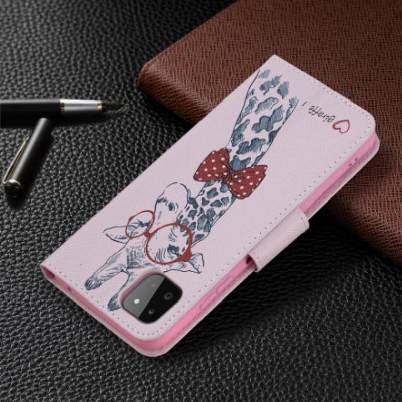 Capa Flip Para Samsung Galaxy A22 5G Girafa Inteligente