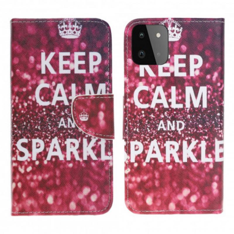 Capa Flip Para Samsung Galaxy A22 5G Mantenha A Calma E Brilhe