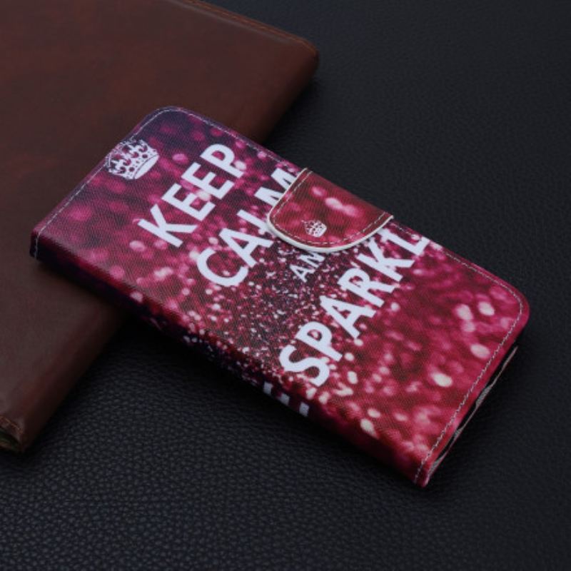Capa Flip Para Samsung Galaxy A22 5G Mantenha A Calma E Brilhe