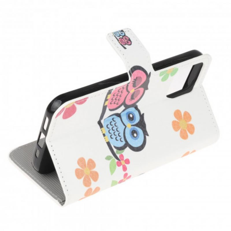 Capa Flip Para Samsung Galaxy A22 5G Par De Corujas