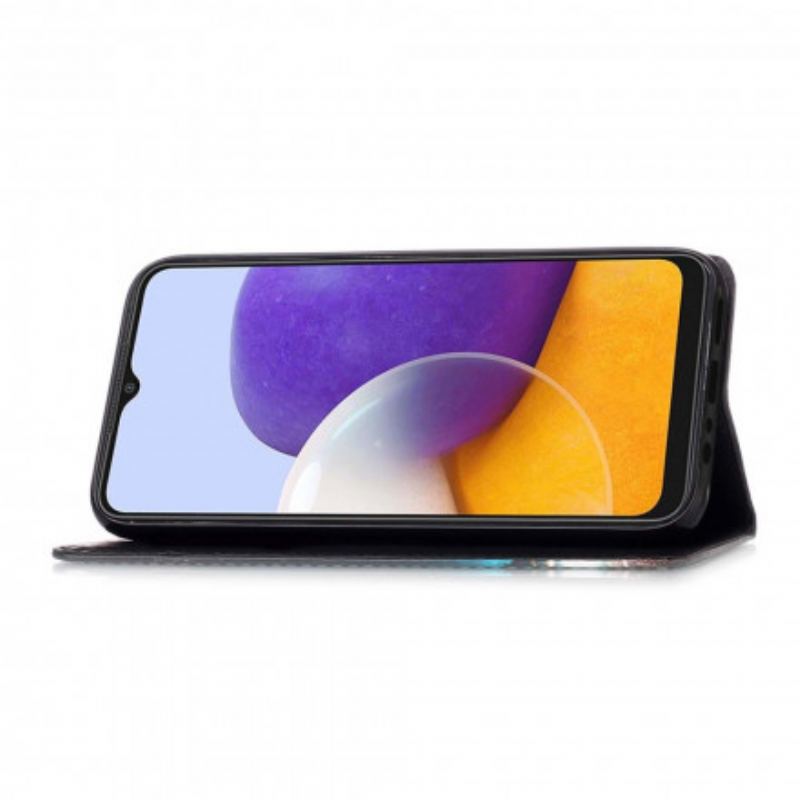 Capa Flip Para Samsung Galaxy A22 5G Tigre Da Noite