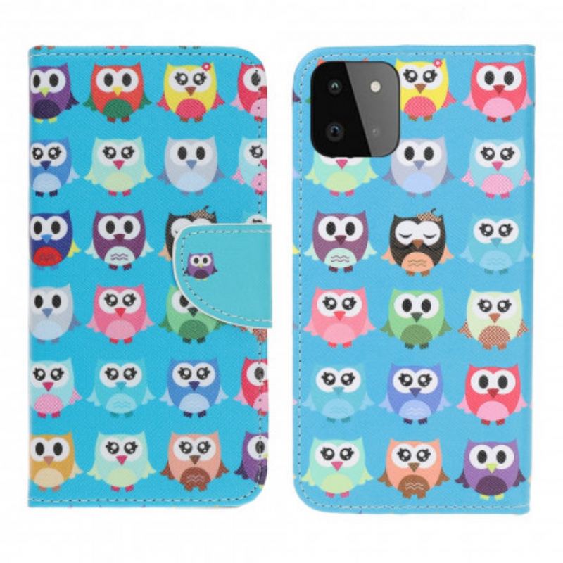 Capa Flip Para Samsung Galaxy A22 5G Várias Corujas