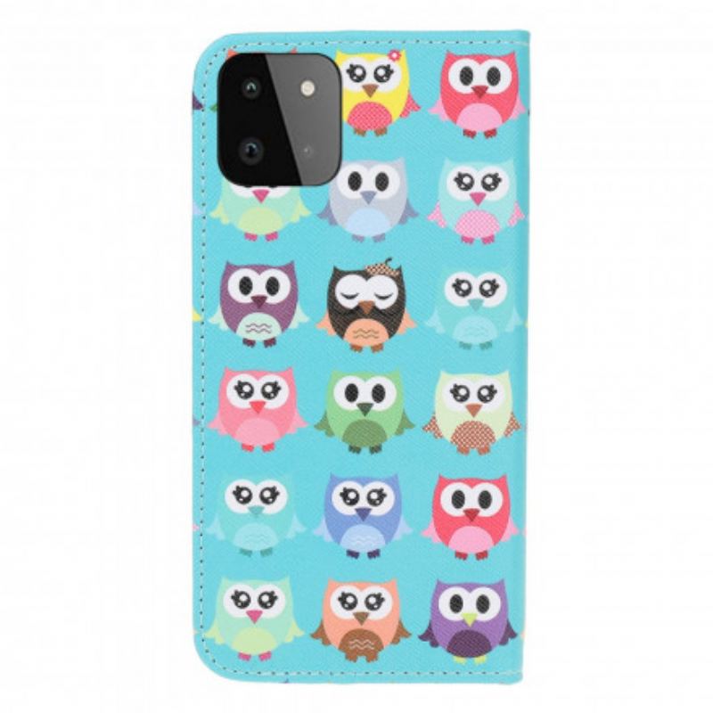 Capa Flip Para Samsung Galaxy A22 5G Várias Corujas