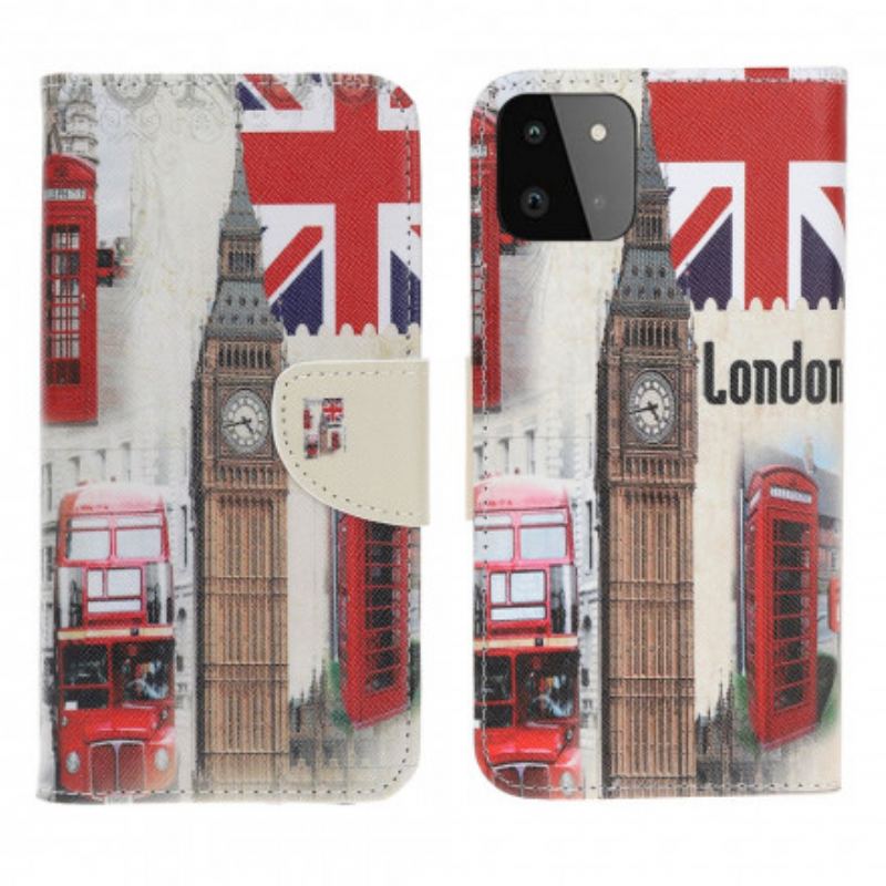 Capa Flip Para Samsung Galaxy A22 5G Vida Em Londres