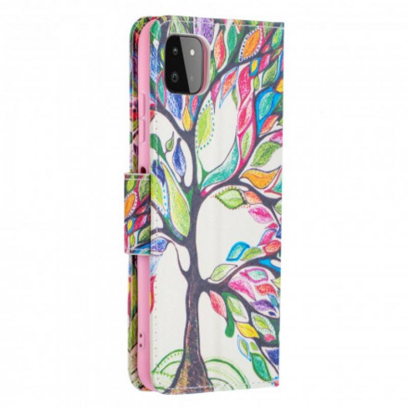 Capa Folio Para Samsung Galaxy A22 5G Árvore Colorida