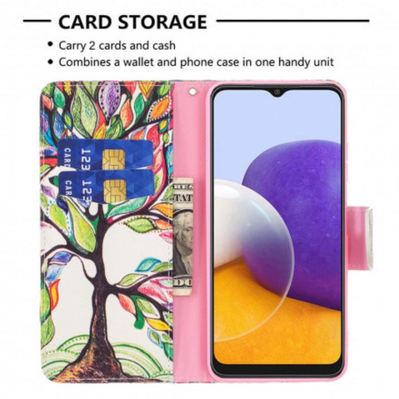 Capa Folio Para Samsung Galaxy A22 5G Árvore Colorida