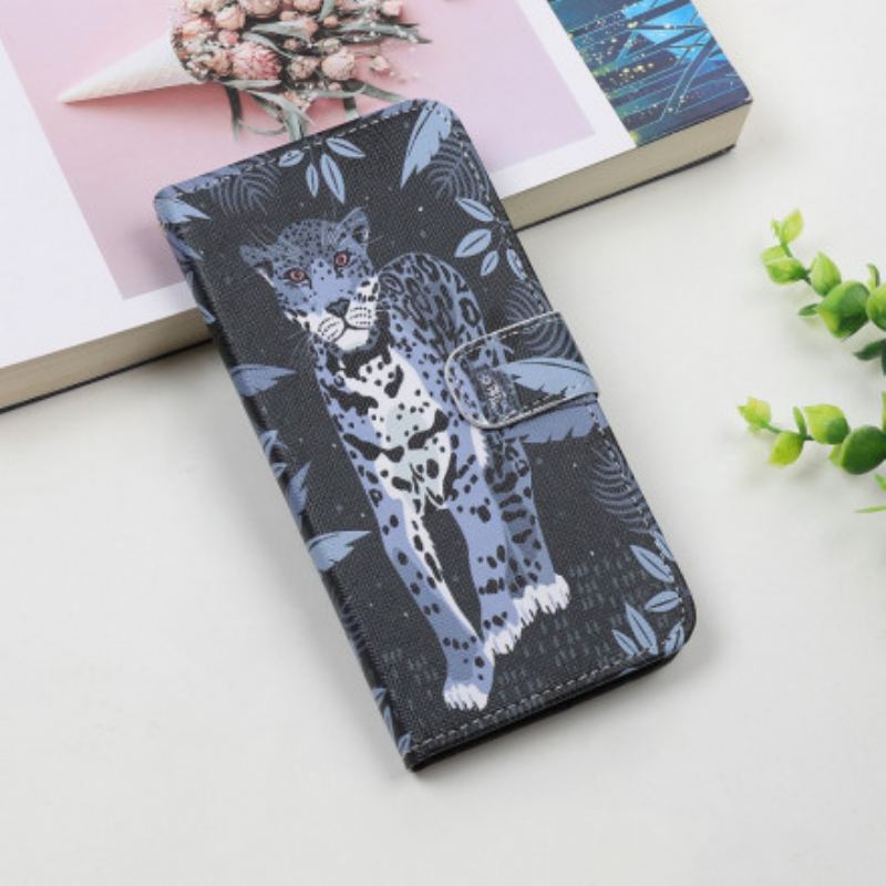 Capa Folio Para Samsung Galaxy A22 5G De Cordão Leopardo Strappy