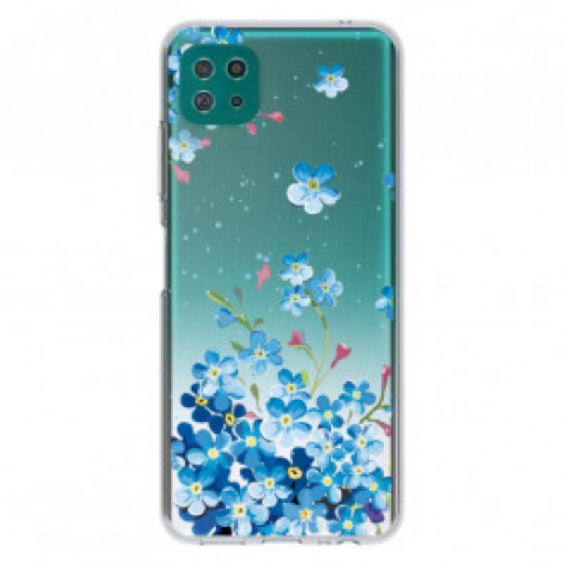 Capa Para Samsung Galaxy A22 5G Flores Azuis