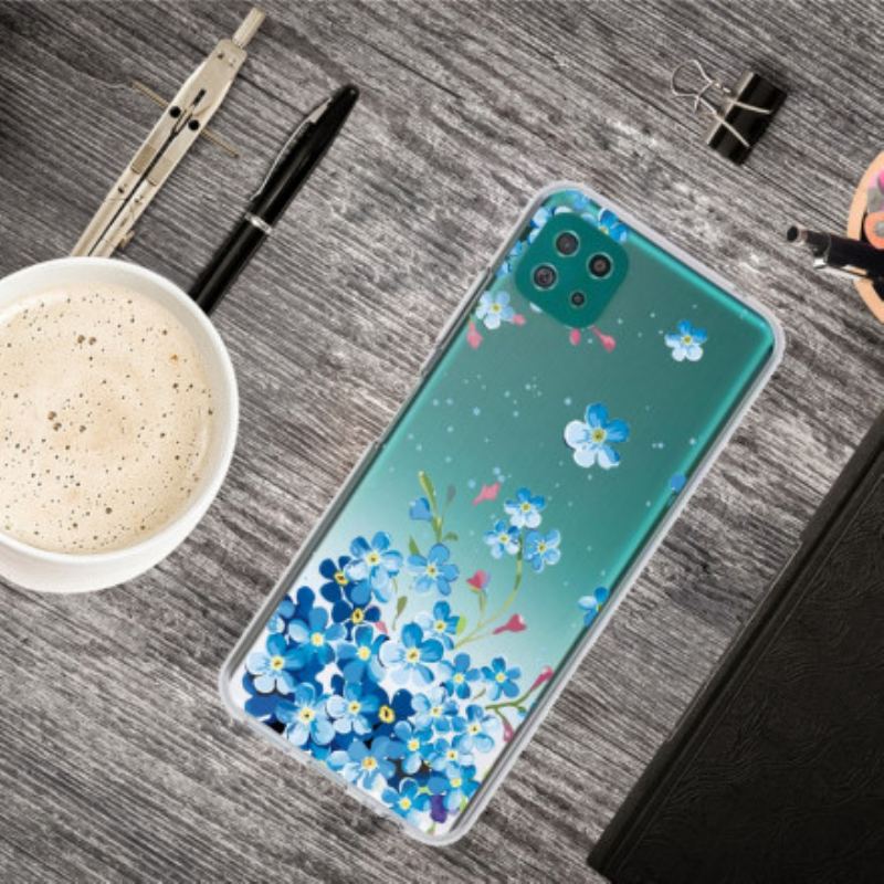 Capa Para Samsung Galaxy A22 5G Flores Azuis