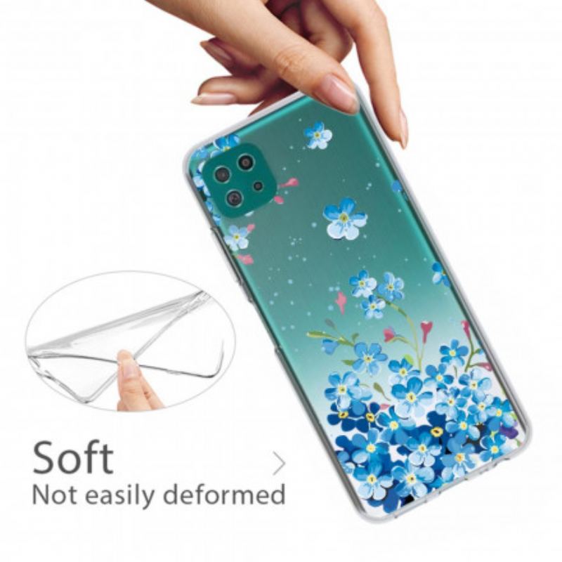 Capa Para Samsung Galaxy A22 5G Flores Azuis